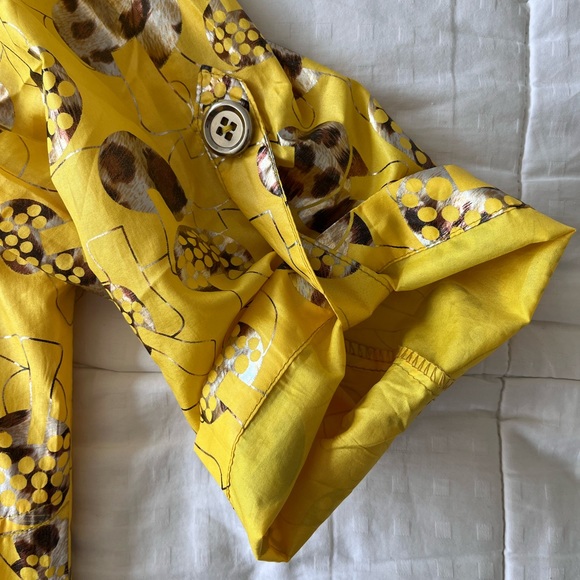 VINTAGE Goldleed Metallic Gold Yellow Mushroom Print Windbreaker Size 42 - Picture 9 of 16